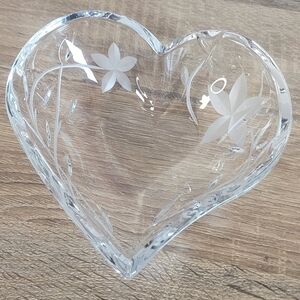 Mikasa Mon Amour Crystal Heart Shaped Candy Dish Bowl Trinket Dish